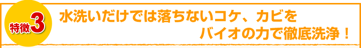 水洗いだけれは落ちないコケ、カビをバイオの力で徹底洗浄！