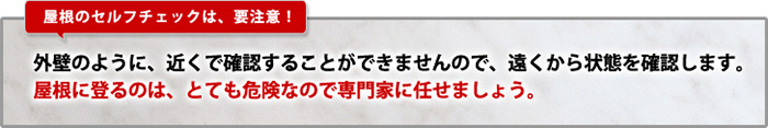 屋根のセルフチェックは、要注意!